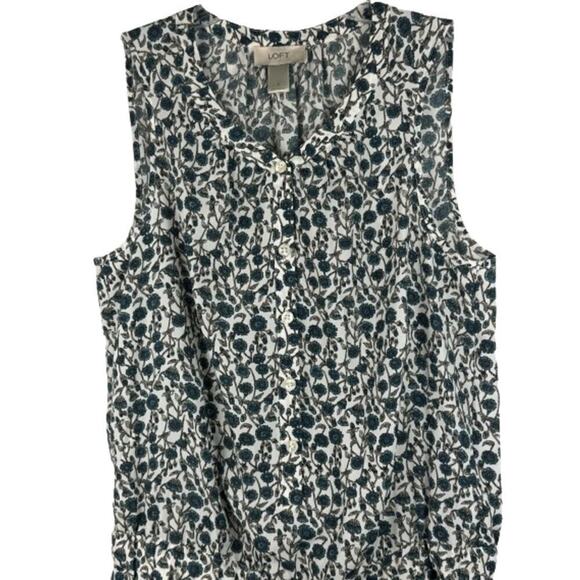 Ann Taylor Loft Floral Button Front‎ Sleeveless Side Pockets Slits Romper Size 2 - Picture 9 of 12
